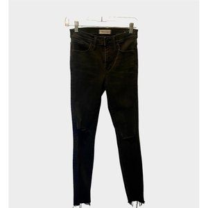 Madewell 9 Inch High Rise Skinny Jeans In Black Raw Hem Size Woman's 25